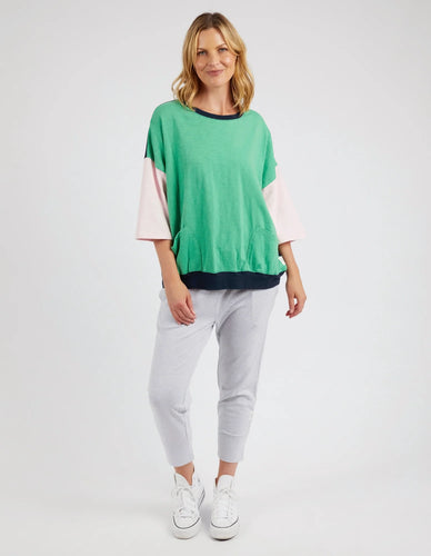 MAZIE COLOUR BLOCK SWEAT - GREENBRIAR