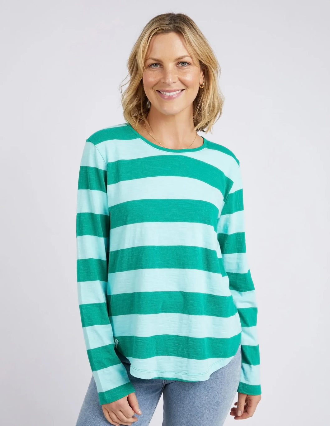 ELM SPRITZ STRIPE L/S TEE - GOODNESS GREEN