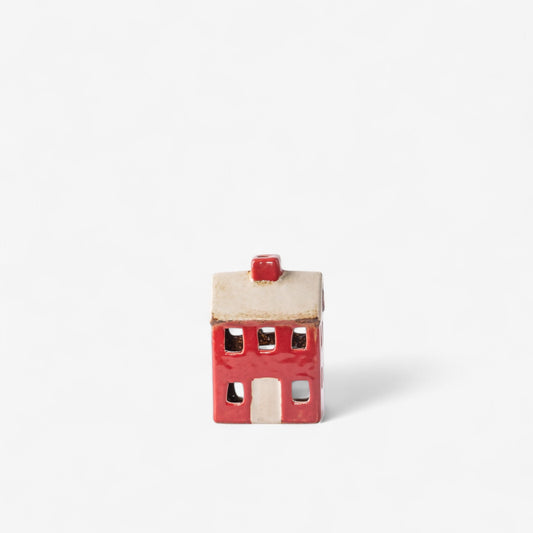 ALSACE PETITE CHALET RED CREAM TEALIGHT