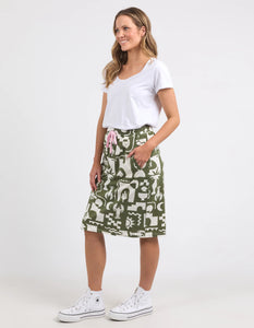 POSTCARD SKIRT - KHAKI & CREAM