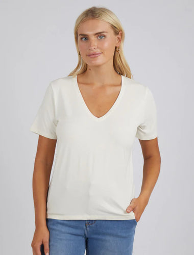 LEXIE V NECK TEE - PEARL