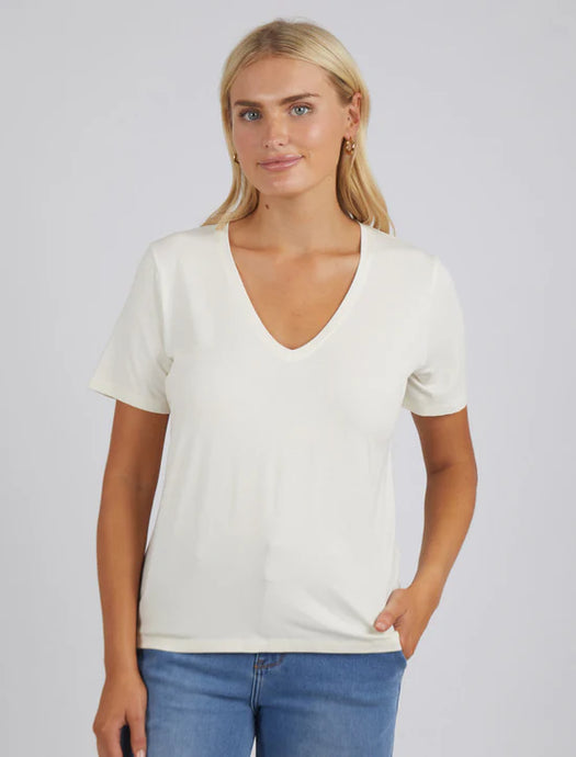 LEXIE V NECK TEE - PEARL