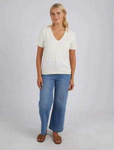 LEXIE V NECK TEE - PEARL