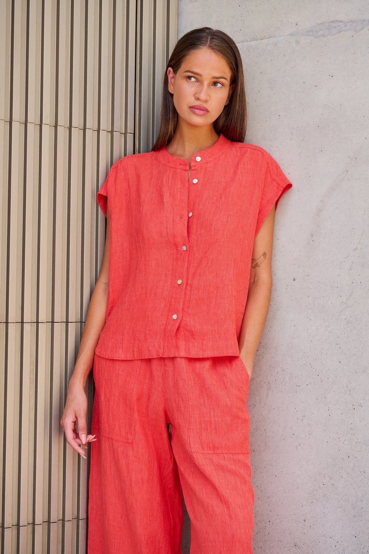 LINEN TOP - SUNSET STRIP