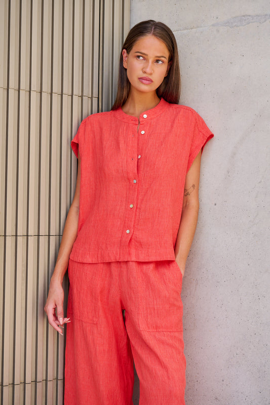 LINEN TOP - SUNSET STRIP
