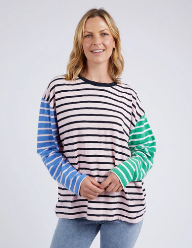 SALLY STRIPE L/S TEE - PINKABOO