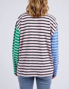 SALLY STRIPE L/S TEE - PINKABOO