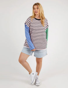 SALLY STRIPE L/S TEE - PINKABOO