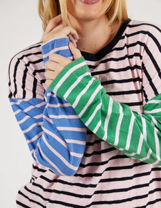 SALLY STRIPE L/S TEE - PINKABOO