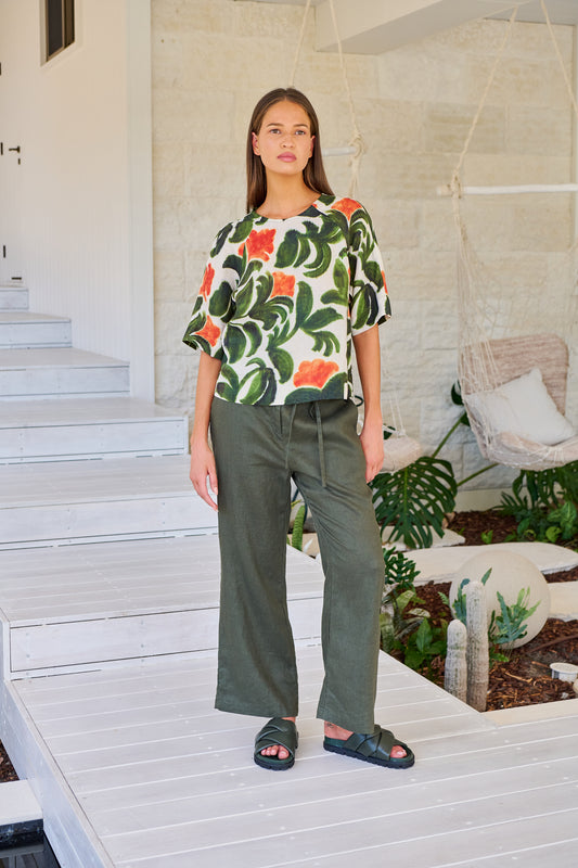LINEN PANTS - TOPIARY