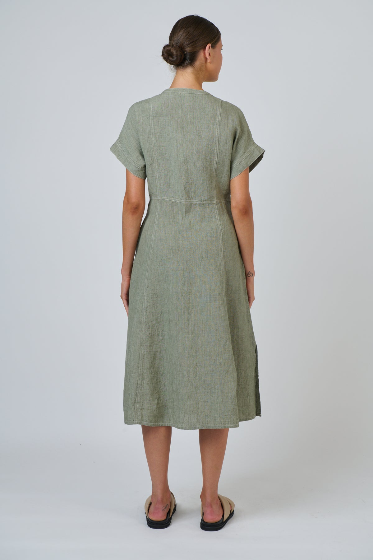 LINEN DRESS - ARTICHOKE