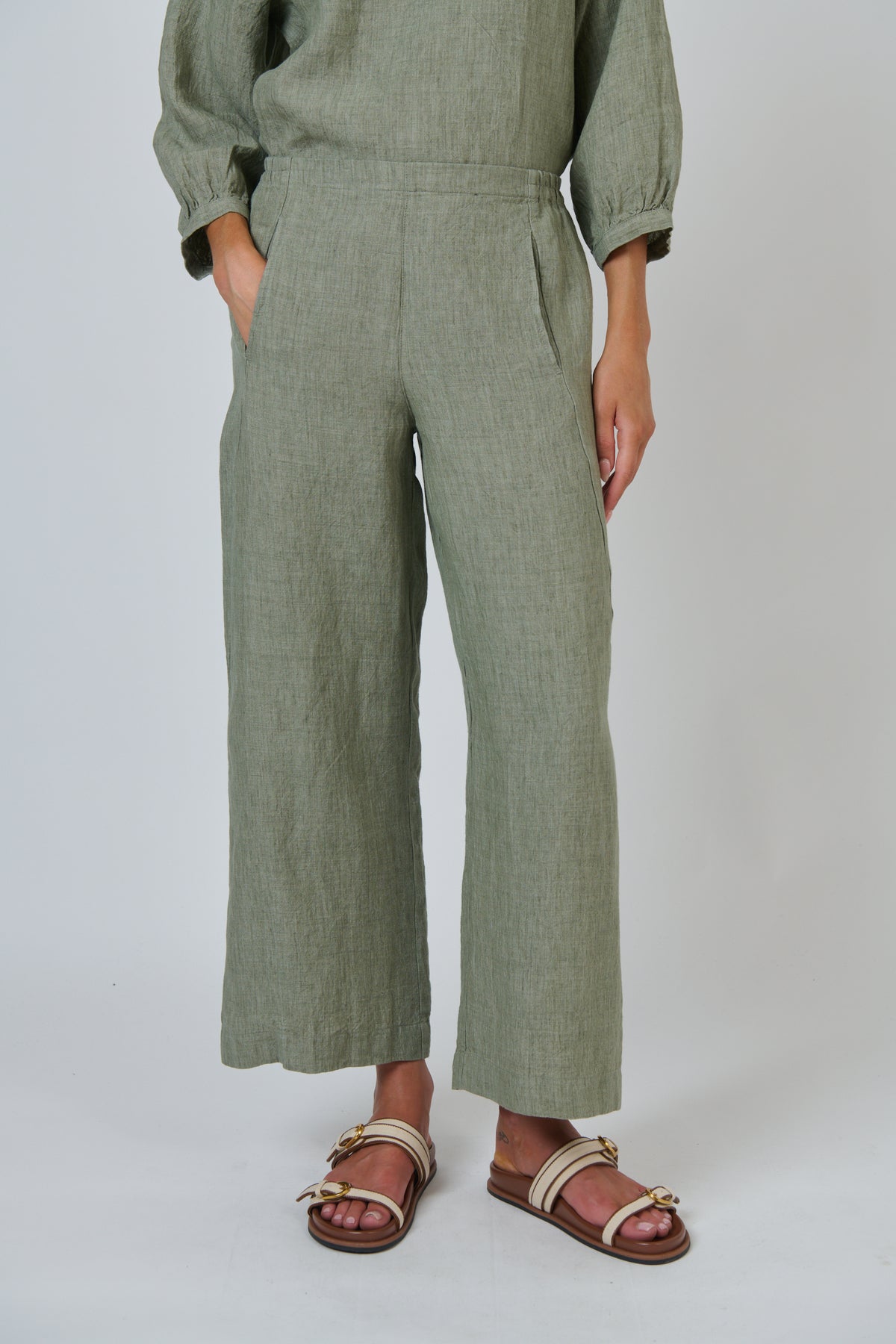 LINEN PANTS - ARTICHOKE