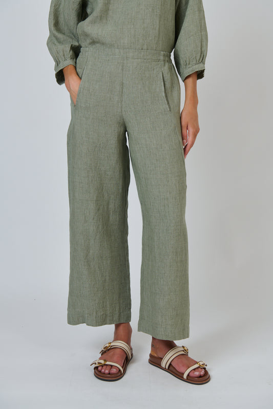 LINEN PANTS - ARTICHOKE