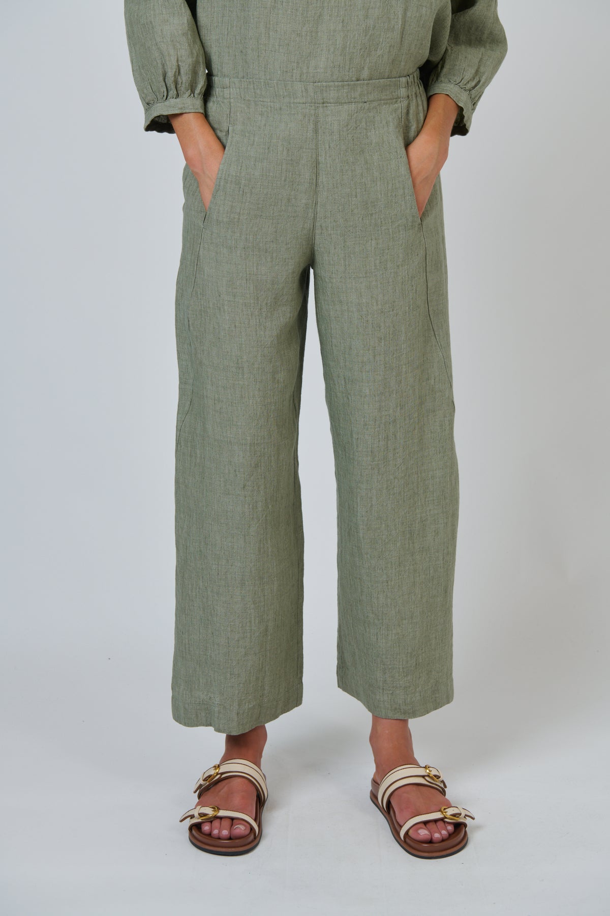LINEN PANTS - ARTICHOKE
