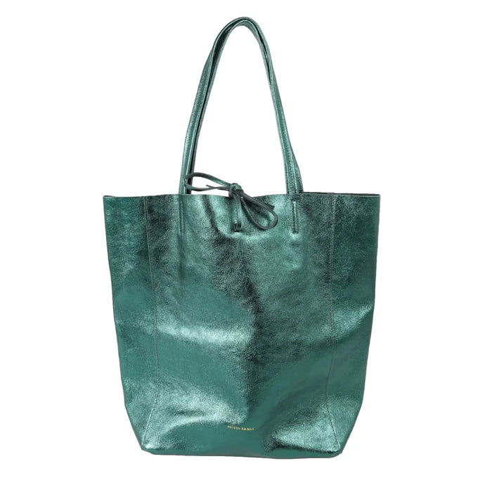 METALLIC LARGE TOTE - GREEN