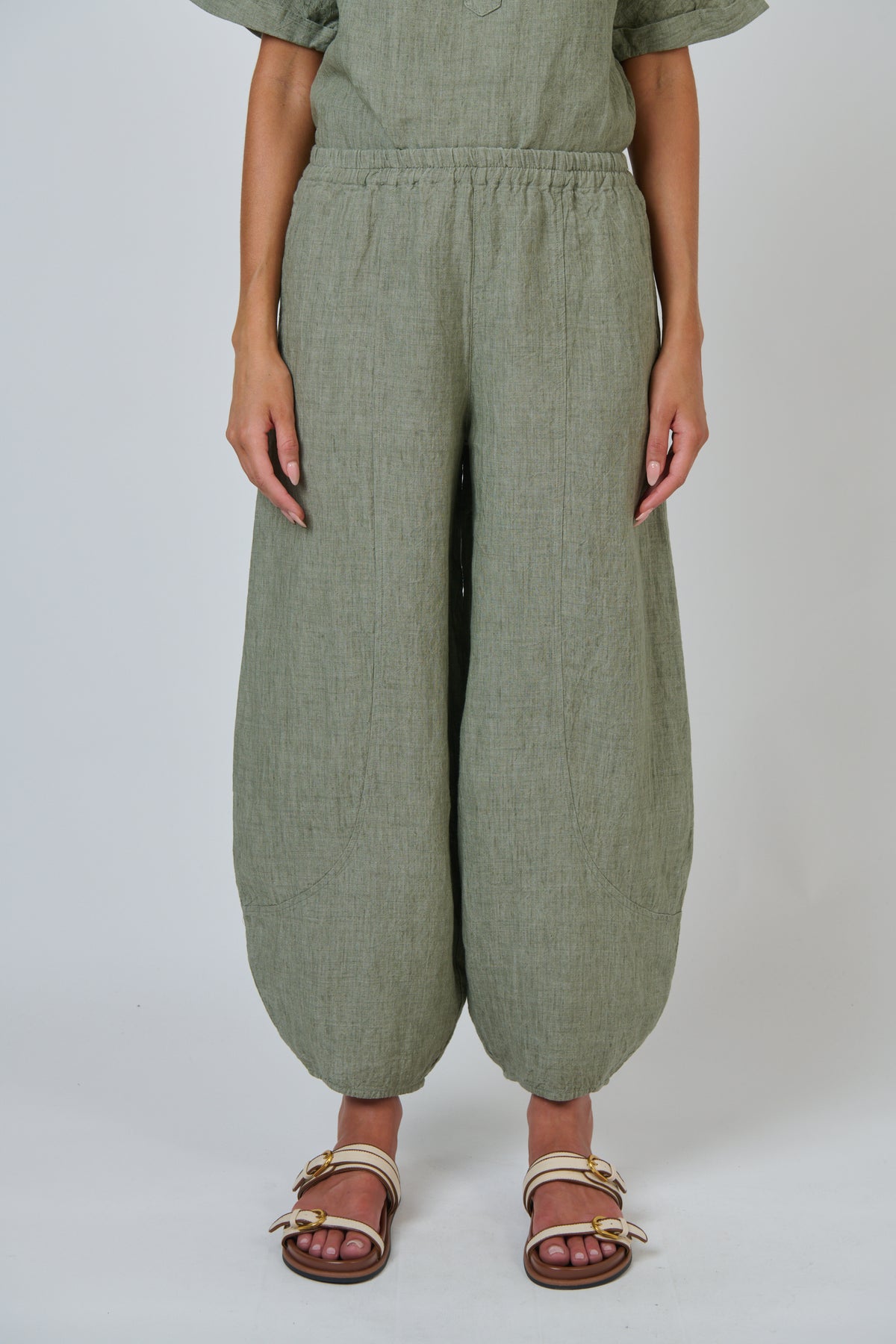 LINEN PANTS - ARTICHOKE