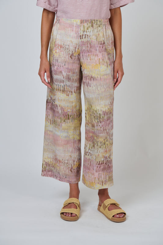 LINEN PANTS - ARTICHOKE JARDIN