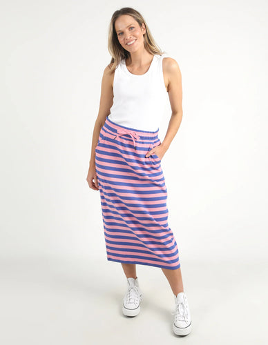 SUNSET STRIPE SKIRT - CHERRY & PEACH STRIP