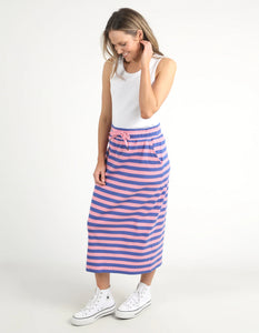 SUNSET STRIPE SKIRT - CHERRY & PEACH STRIP