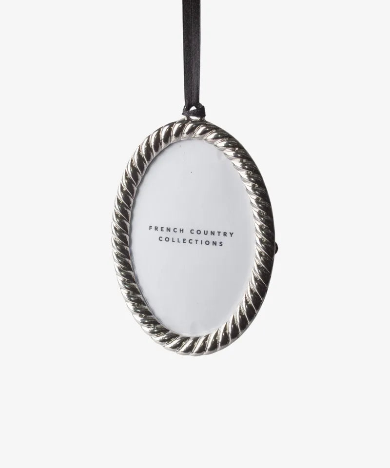 OVAL SILVER TWIST HANGING PHOTO FRAME