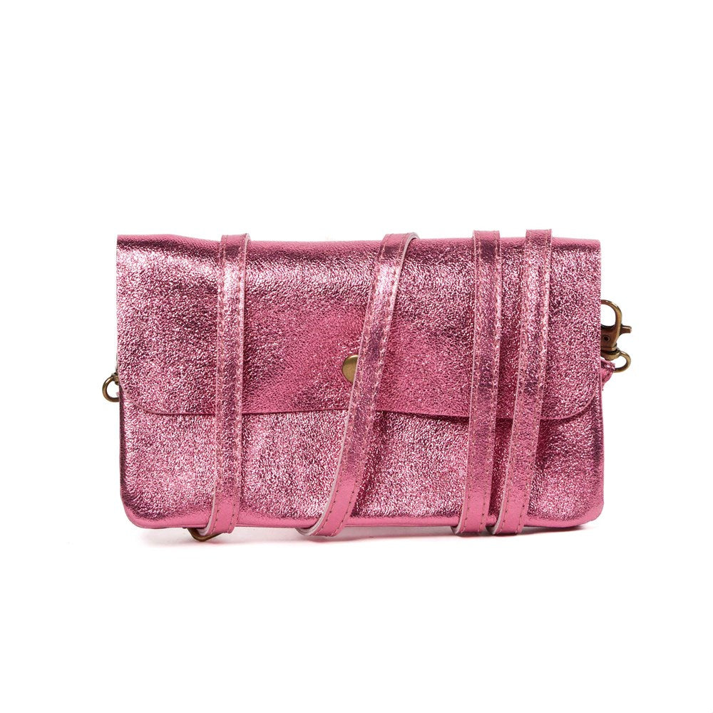 METALLIC CROSS BODY BAG - CANDY PINK