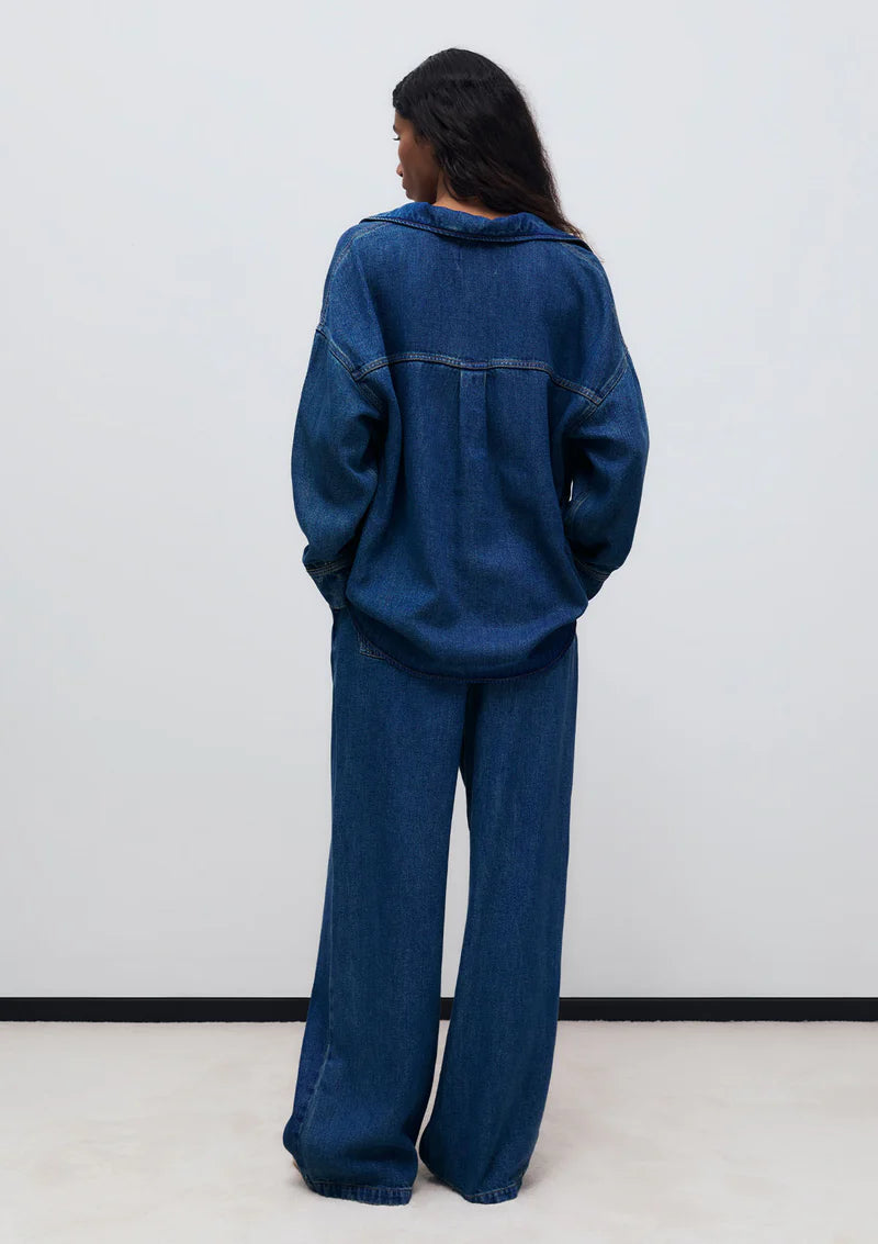 TENCEL WOMAN SHIRT - BLUE DENIM
