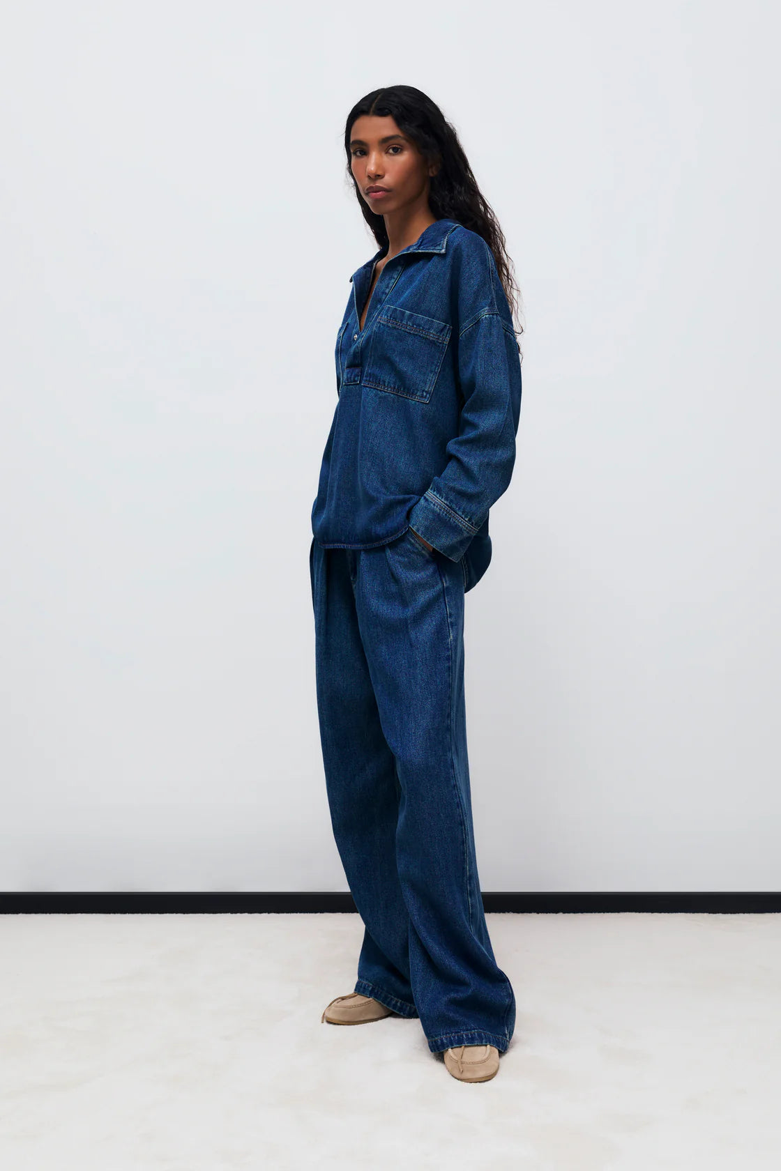 TENCEL WOMAN SHIRT - BLUE DENIM