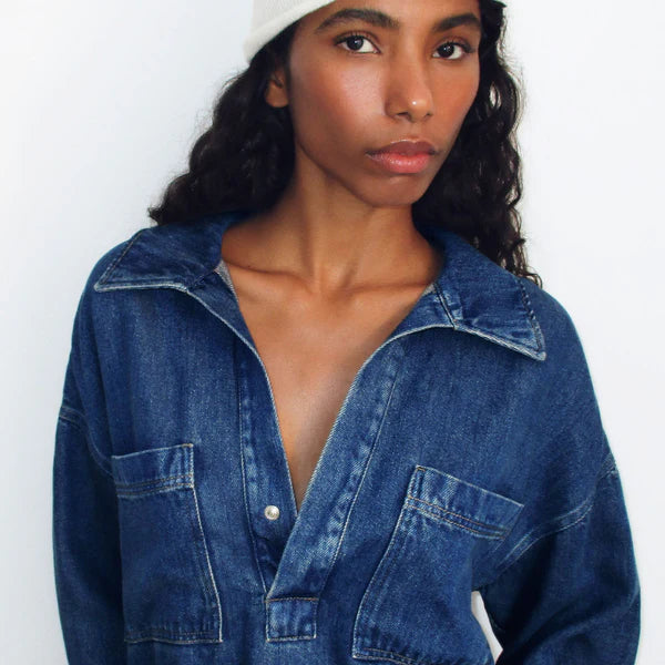 TENCEL WOMAN SHIRT - BLUE DENIM