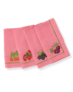 BERRY BLISS EMBROIDERED NAPKINS SET OF FOUR