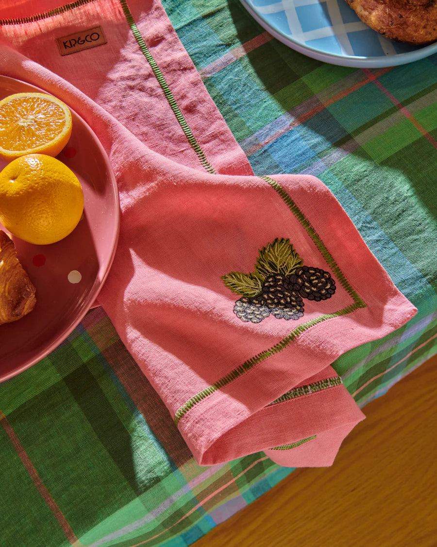 BERRY BLISS EMBROIDERED NAPKINS SET OF FOUR