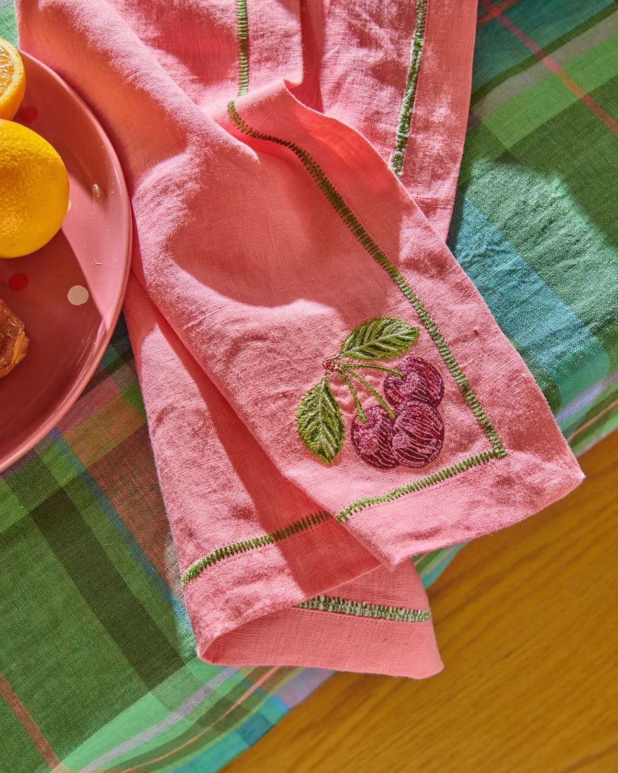 BERRY BLISS EMBROIDERED NAPKINS SET OF FOUR