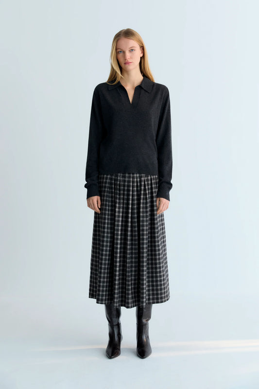DIONE WOMEN SKIRT - GALACTIC GREY CHECK