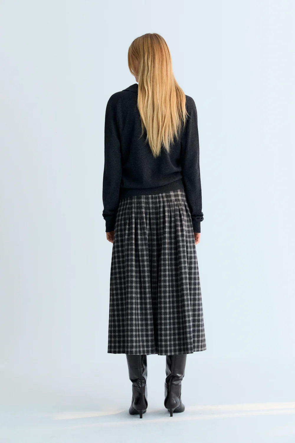 DIONE WOMEN SKIRT - GALACTIC GREY CHECK