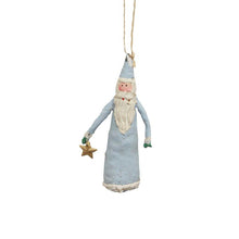 Load image into Gallery viewer, CANVAS SANTA BLUE WITH STAR HANGING DECORATION