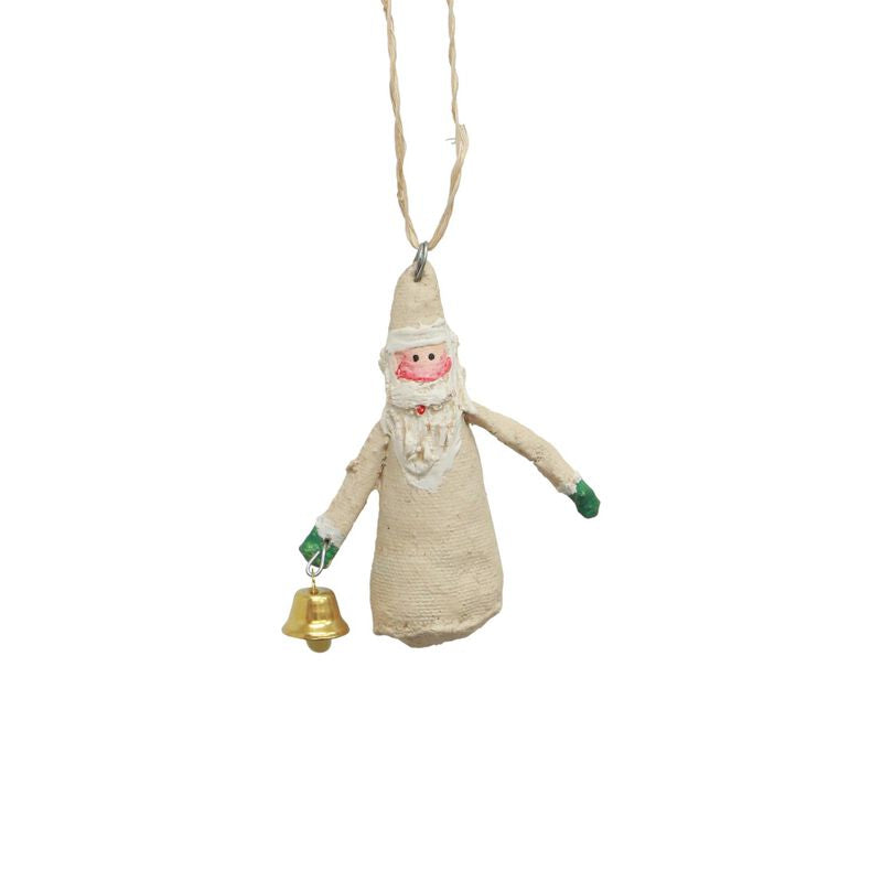 CANVAS SANTA CREAM WITH BELL HANGING DECORATION