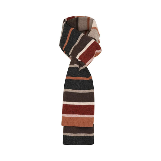 ANNI LAMB STRIPE SCARF - BROWN