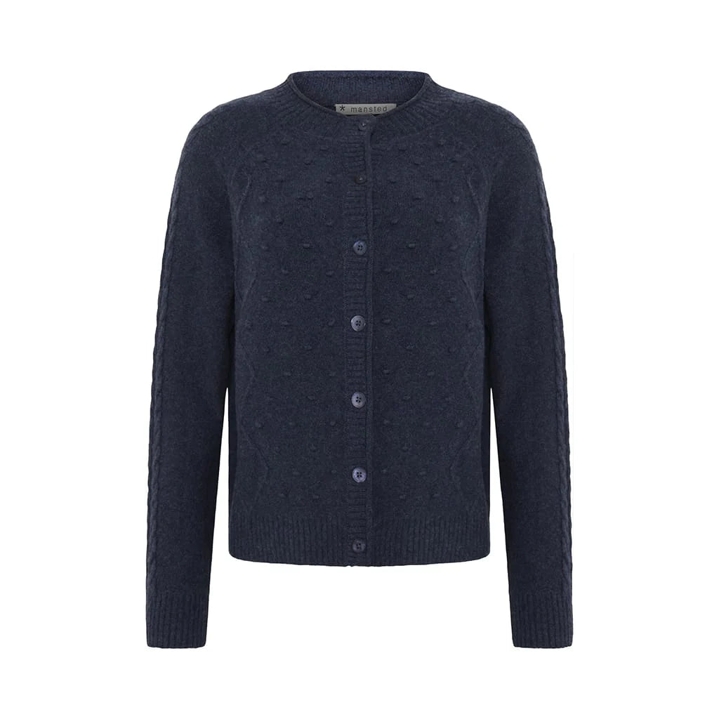 CABO MERINO CABLE CARDI - SOFT BLUE