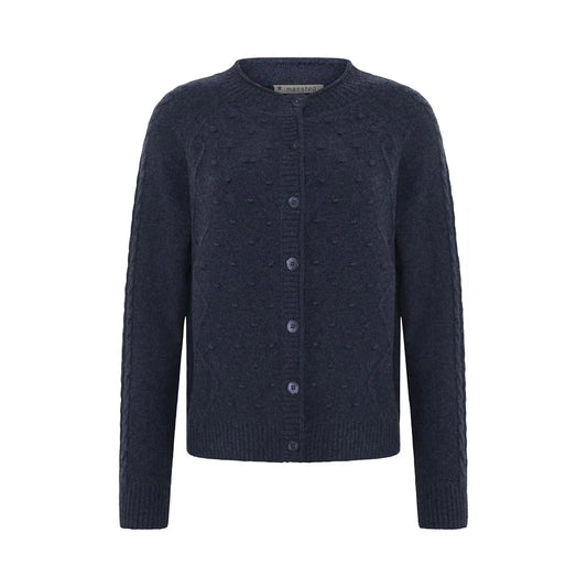 CABO MERINO CABLE CARDI - SOFT BLUE