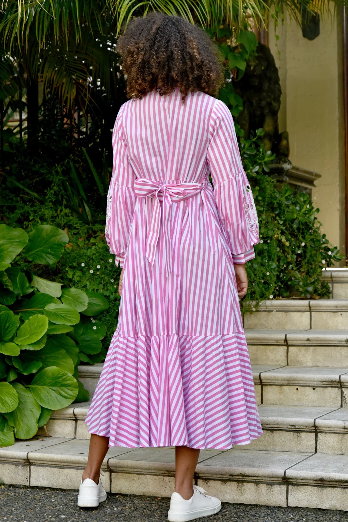 CUT IT OUT DRESS - PINK & WHITE