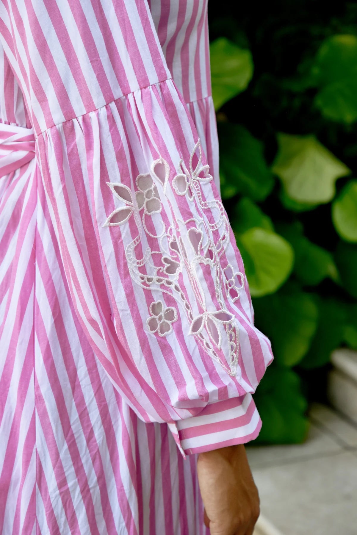 CUT IT OUT DRESS - PINK & WHITE