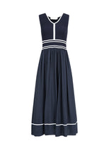 Load image into Gallery viewer, DRAW THE LINE DRESS - NAVY