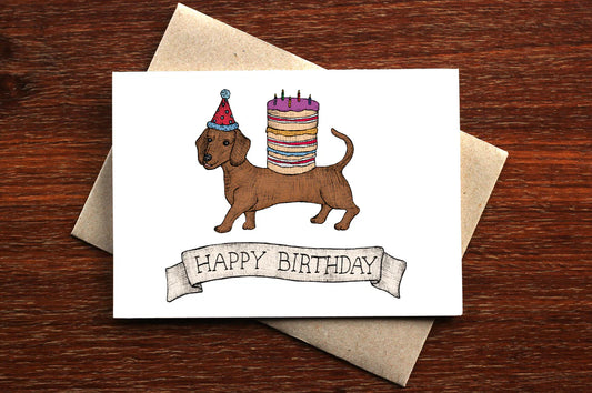 SAUSAGE DOG BIRTHDAY CARD