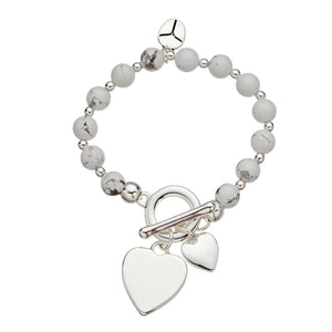 FAUX STONE BRACELET WITH HEART & FOB CLASP