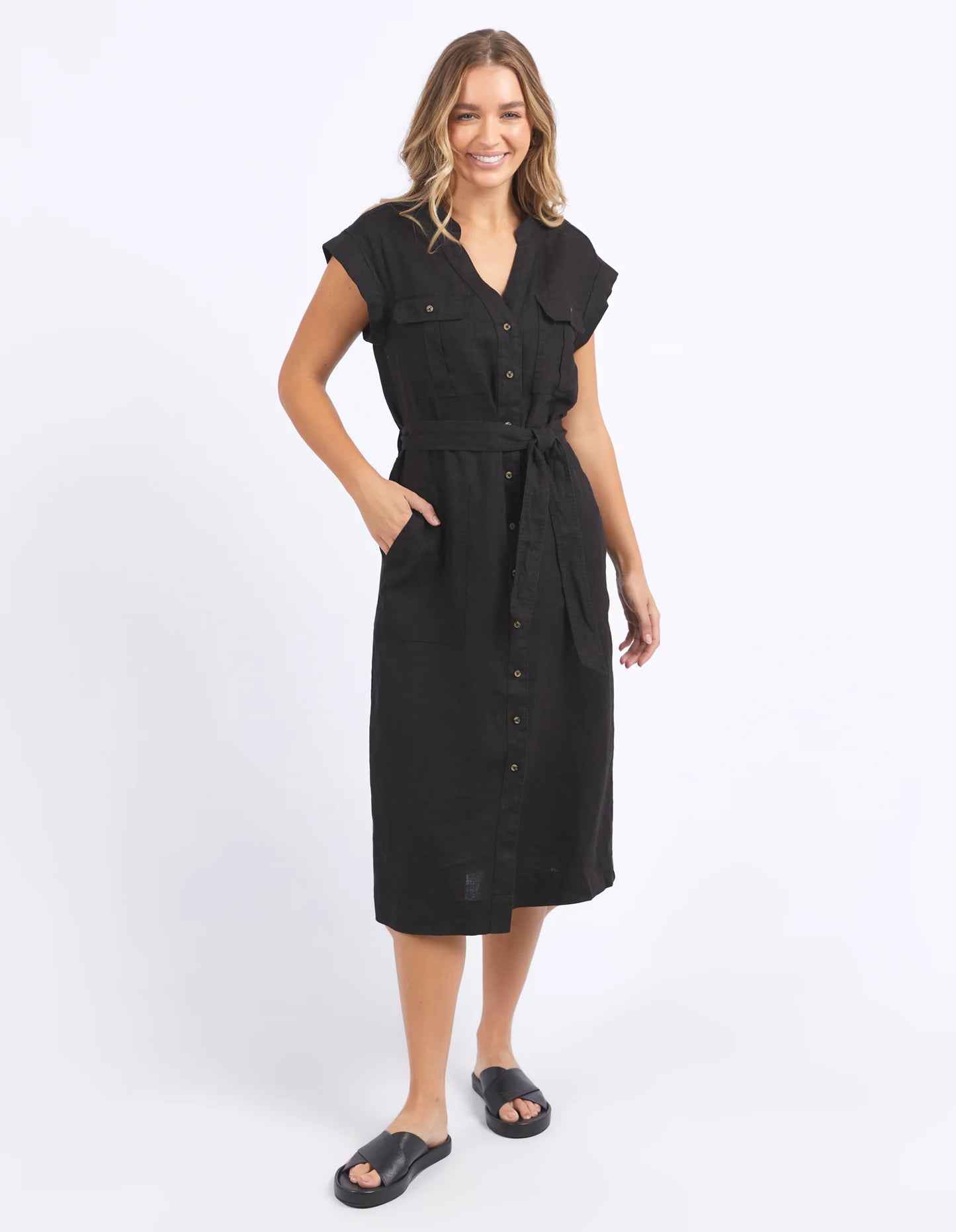 HARLOW MIDI DRESS - BLACK