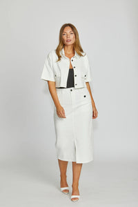 TROY CROPPED JACKET - MILK