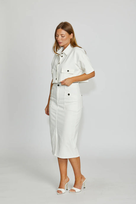 TROY CROPPED JACKET - MILK