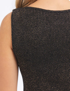 TESSA METALLIC KNIT DRESS - BLACK