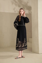 Load image into Gallery viewer, OLIVIANE EMBROIDERED DRESS - BLACK