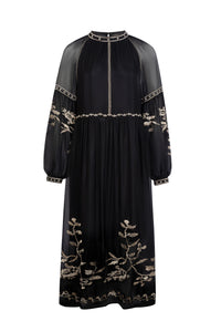 OLIVIANE EMBROIDERED DRESS - BLACK