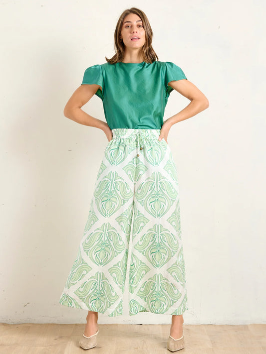 SILKY PALAZZO PANT - PALAZZA JADE